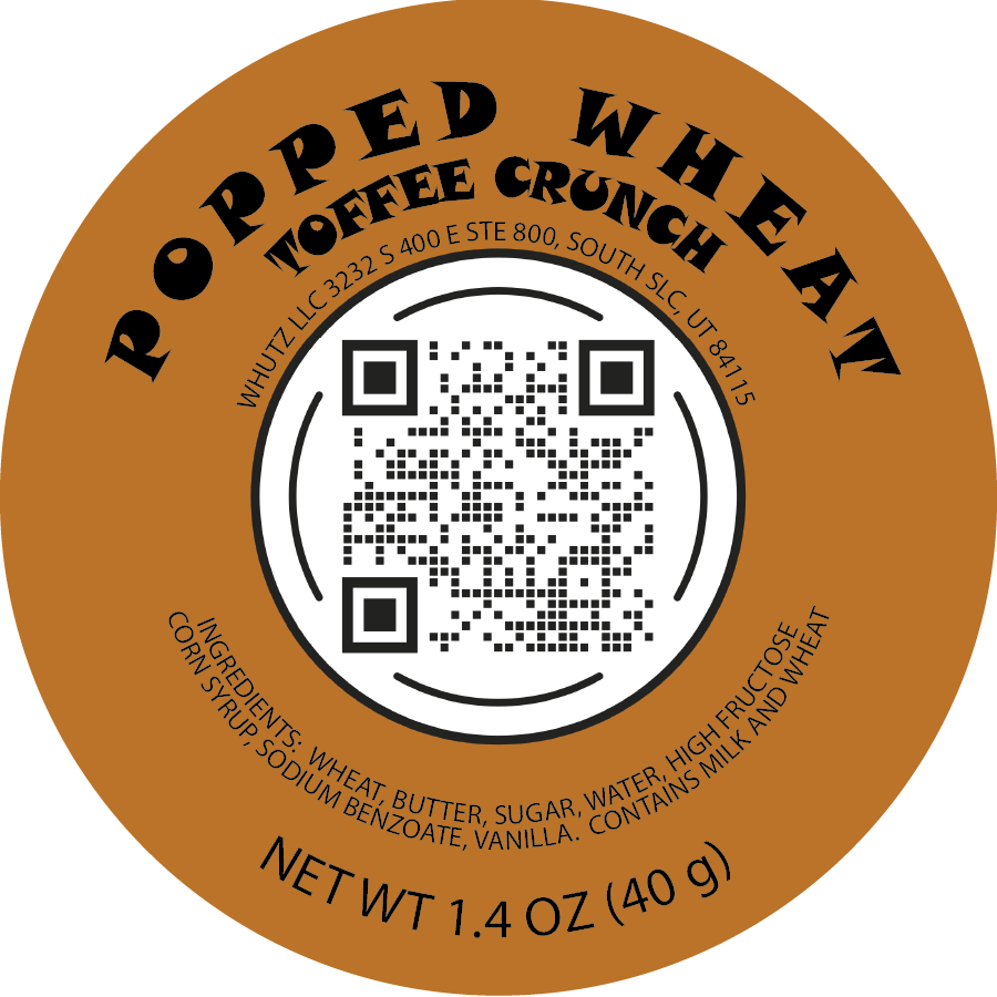 Popped Wheat Snack:  "Toffee Crunch" (8) count